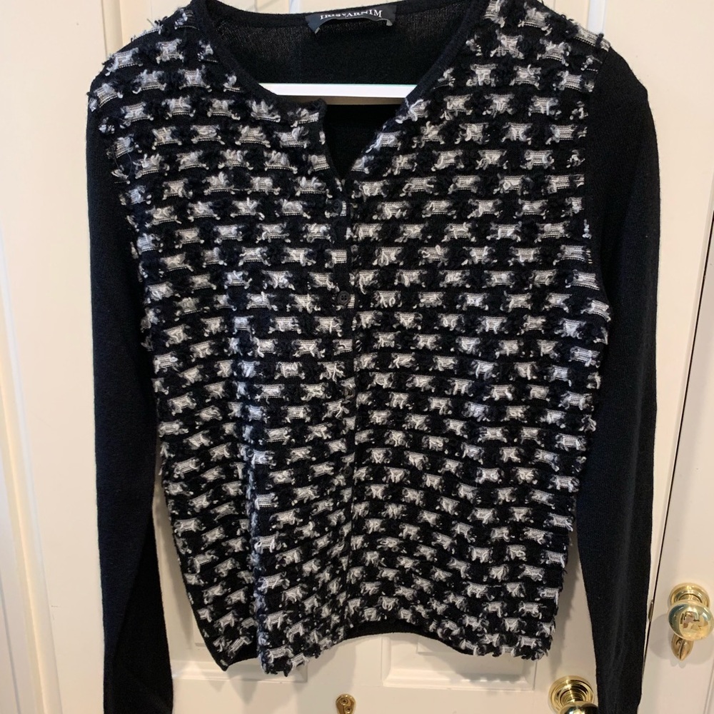 Black and white cashmere cardigan